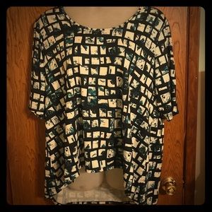 Jete Floral Building Blocks High-Low Blouse 3x